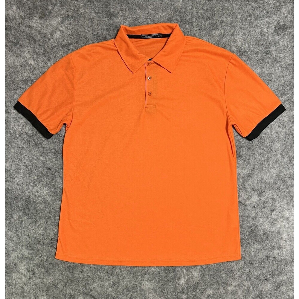 SIIMHWRSS Polo Shirt Men’s M Orange Blaze Colorblock Finger Performance